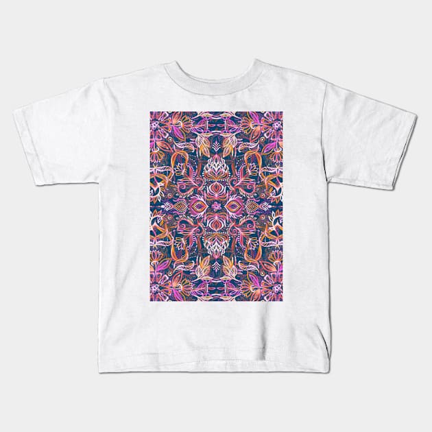 Vivid Celebration - a pattern in magenta, purple and orange Kids T-Shirt by micklyn